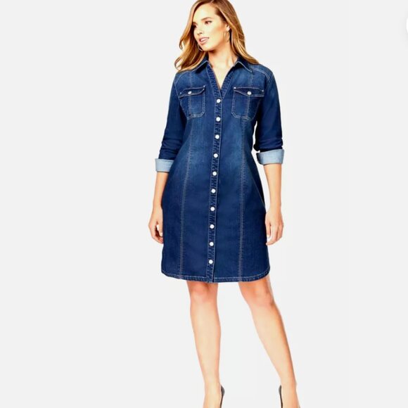 INC International Concepts Dresses & Skirts - INC International Concepts Women's Jeans Dress Sz 8 Fitted Denim Shirtdress NEW!